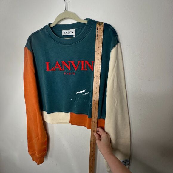 Gallery Dept. x Lanvin Orange Cream & Teal Long Sleeve Logo Art Sweatshirt S - Picture 10 of 11